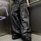 Gothic Retro Baggy Unisex Mopping Pants Y2K Phantom Jeans High Street Spider Embroidered Patch Hip Hop Streetwear Straight Jeans - Matrix Studios