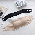 Ice Silk Strapless Bra Girls Seamless Crop Tube Top Bralette for Women Sexy Soft Bras Large Size Bustier Tops Summer Underwear - Matrix Studios