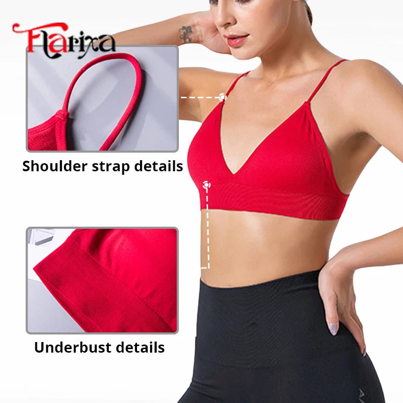 Flarixa Triangle Cup Deep V Neck Bralettes Camisole Bra for Woman Yoga Top Corset With Push Up Effect Soft Underwear Lingerie - Matrix Studios