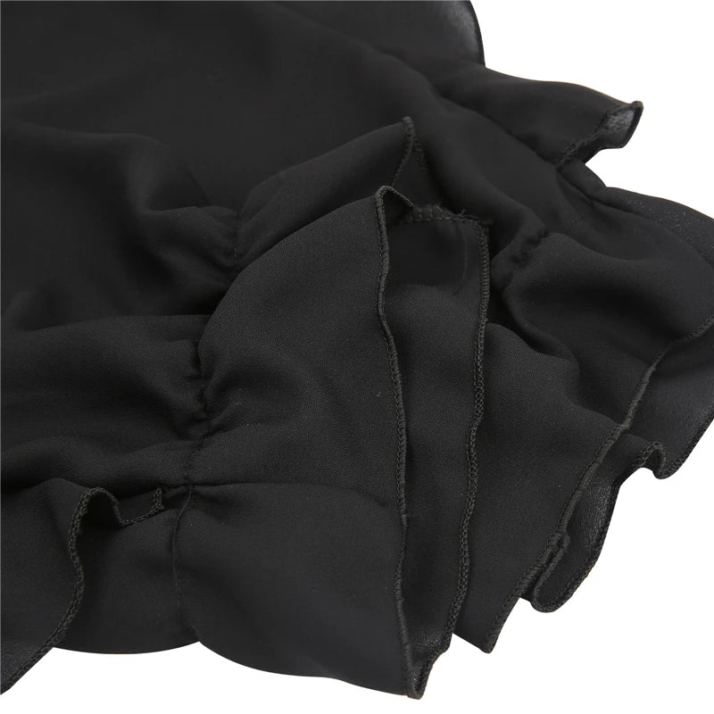 Chiffon Solid Color Shirts Women Loose Ruffled V Neck Long Sleeve Blouses Tops Female 2024 Autumn New Lady Streetwear Top - Matrix-studios.com