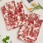 Fashion Print Flower 2PCS Pajamas Set Women Sleepwear Spring Summer Trouser Suits Lounge Wear Loose Satin Homewear Pijamas Suit - Matrix-studios.com