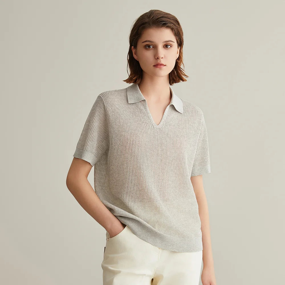 BC657 Luxury Brand Women's Clothing Fashion Ladies Knitted Pullover Linen Silk Polo Shirts Sweaters For Woman - Matrix-studios.com