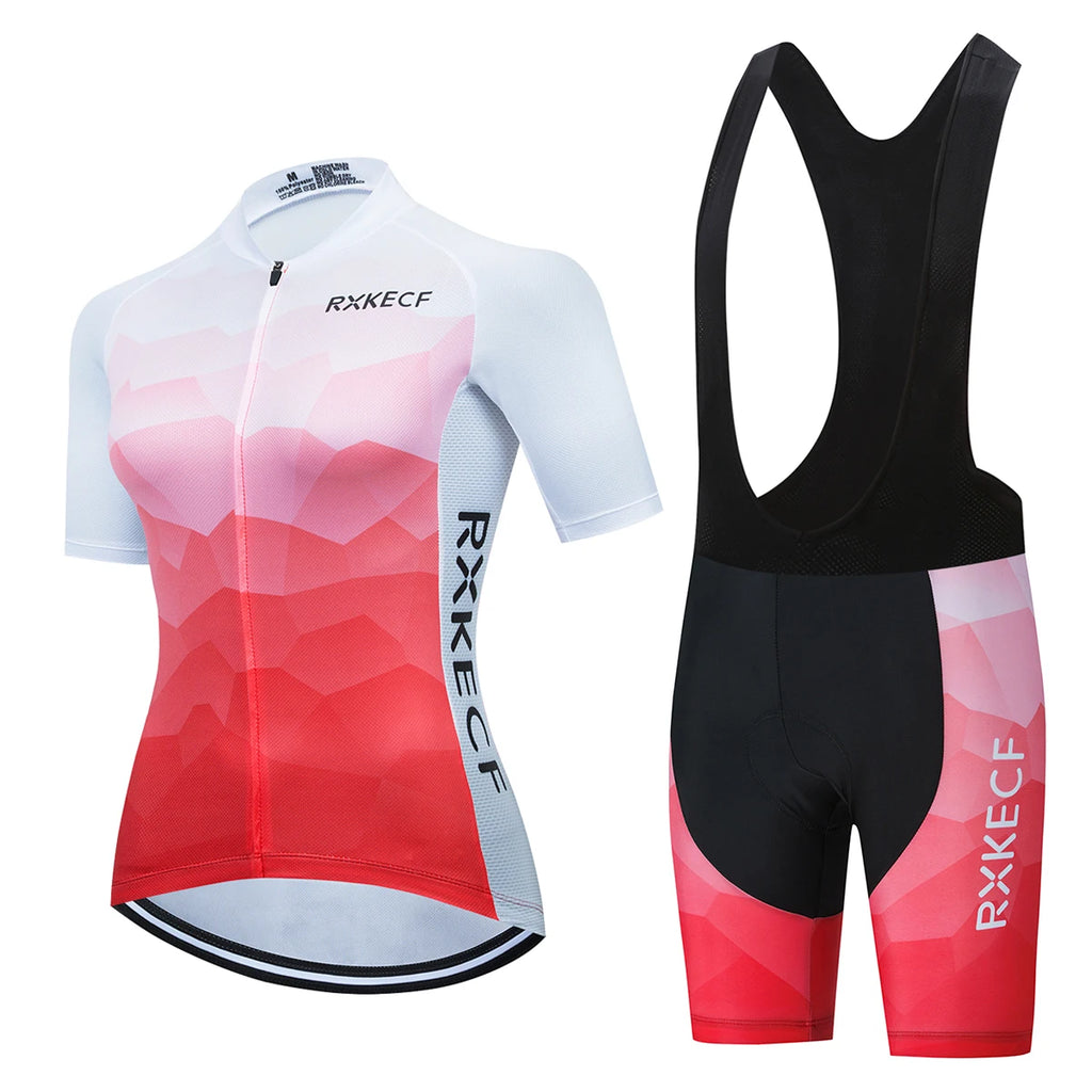 RXKECF Pro 2023 Woman Short Sleeve Cycling Jersey Set Sports Outfit Bike Clothing Kit Mtb Maillot Cyclist Bicycle Clothes - Matrix-studios.com