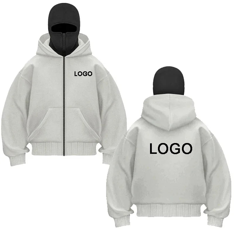 Customized Double-hooded Zipper Hoodies Men Personality Printed Long Sleeve Zip Up Sweatshirts Women Ninja Mask Pullovers Jacket - Matrix Studios