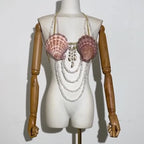 Sexy Women Handmade Shell Lingerie Tide Temperament Women Hundred Tank Corset Body Chain Hanging Neck Bikini Top - Matrix Studios