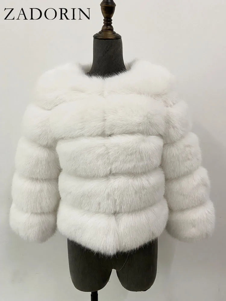 ZADORIN S-6XL Mink Coat Winter Black White Faux Fur Coat Woman Elegant Fluffy Faux Fur Jacket Top Short Fur Coats Woman Clothing - Matrix Studios