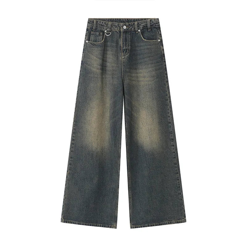 IEFB Summer Men's Denim Pants Old Blue Washed Male Jeans Straight Casual Menwear Loose Wide Leg Trousers New Fashion 9C354 - Matrix Studios