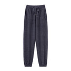 Autumn And Winter New 100% Merino Wool Flat Small Foot Pants Women Loose High Waist Lean Knitted Cashmere Bunched Foot Pants - Matrix-studios.com
