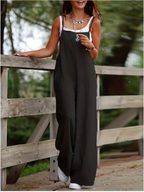 Women's Sleeveless Jumpsuit with Suspender Loose Casual Pocket Monochromatic Summer - Matrix Studios