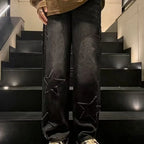 Star Embroidered Straight Casual Men's Jeans Y2K Gothic Unisex New Wide-leg Loose, Comfortable Fashionable Youth Street Jeans - Matrix Studios
