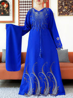 2025Fashion Dubai Diamond Muslim Women Modest Dress Elegant Arabic Femme Hijab Long Sleeve Chiffon Abaya Islamic Turkey Clothing - Matrix-studios.com