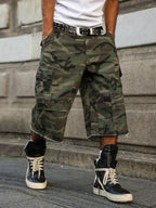 Men's summer denim shorts. Camouflage cargo pants. Multi - pocket design. Street fashion trend. Daily leisure - Matrix Studios