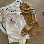 Spring Summer New Cute Bear Ears Zip Up Hoodie Japanese Sweet Girl Casual Loose Sweatshirt Women Cardigan Anime Hoodie Y2k Top - Matrix Studios