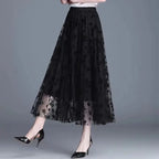 Gauze skirt floral half fairy skirt spring and summer new pleated A-line skirt in the long high waist thin gauze skirt - Matrix-studios.com