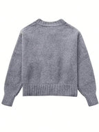 Lightweight & Warm Women's Casual Crew Neck Cardigan  Solid Color Fall Winter Fashion Chic Open Front Design with Chain Detai - Matrix Studios