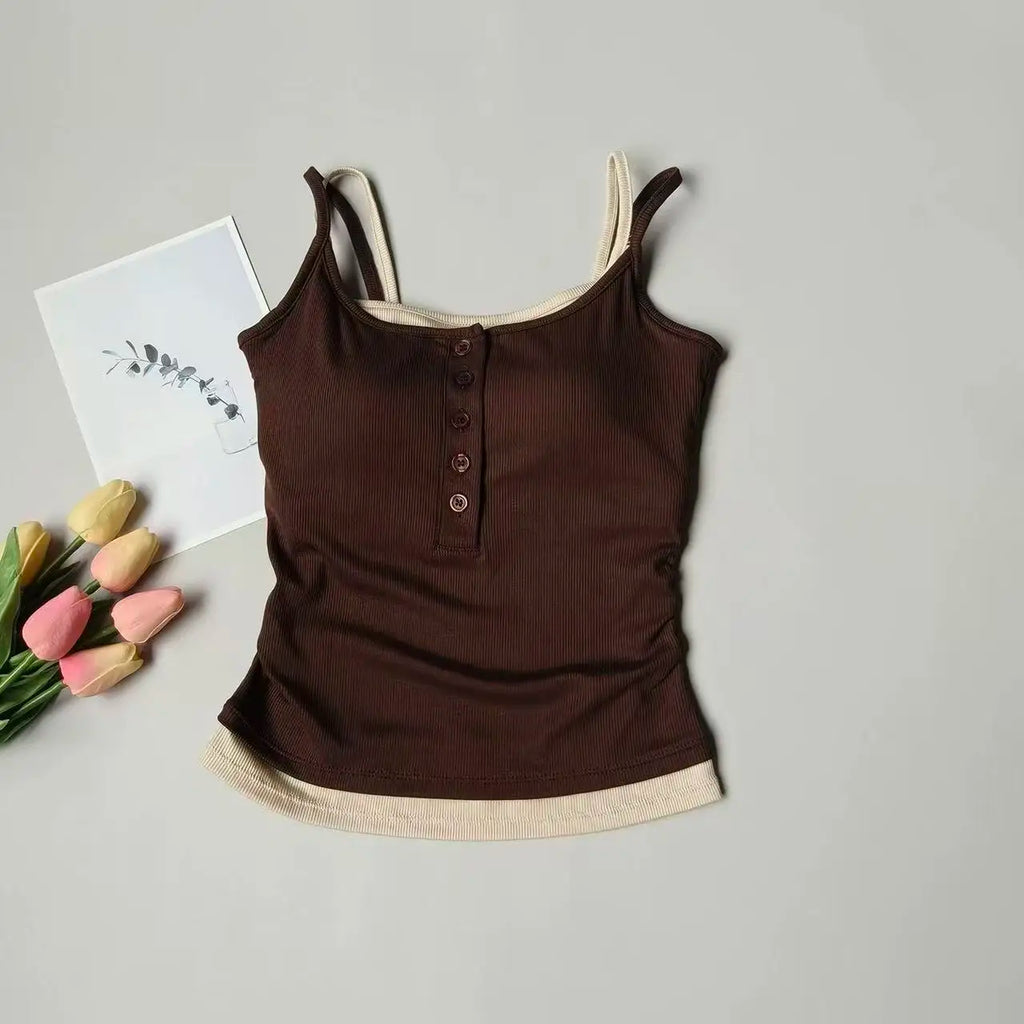 Yoga Tank Top, One-piece Mock Two-piece Sports Tank Top With Push-up Bra Pads, Breathable Quick-Drying Workout Fitness Wear - Matrix-studios.com