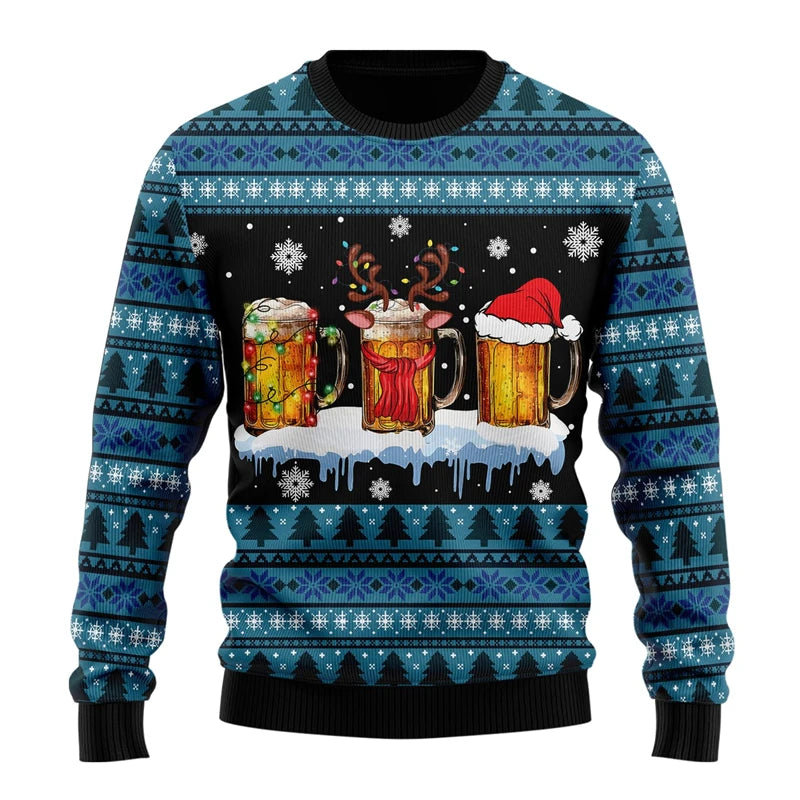 Fashion Beer Ugly Christmas Sweater For Women Clothes Hip Hop Bar Party Men Sweatshirts Casual Male Pullovers Beers Tracksuit - Matrix Studios