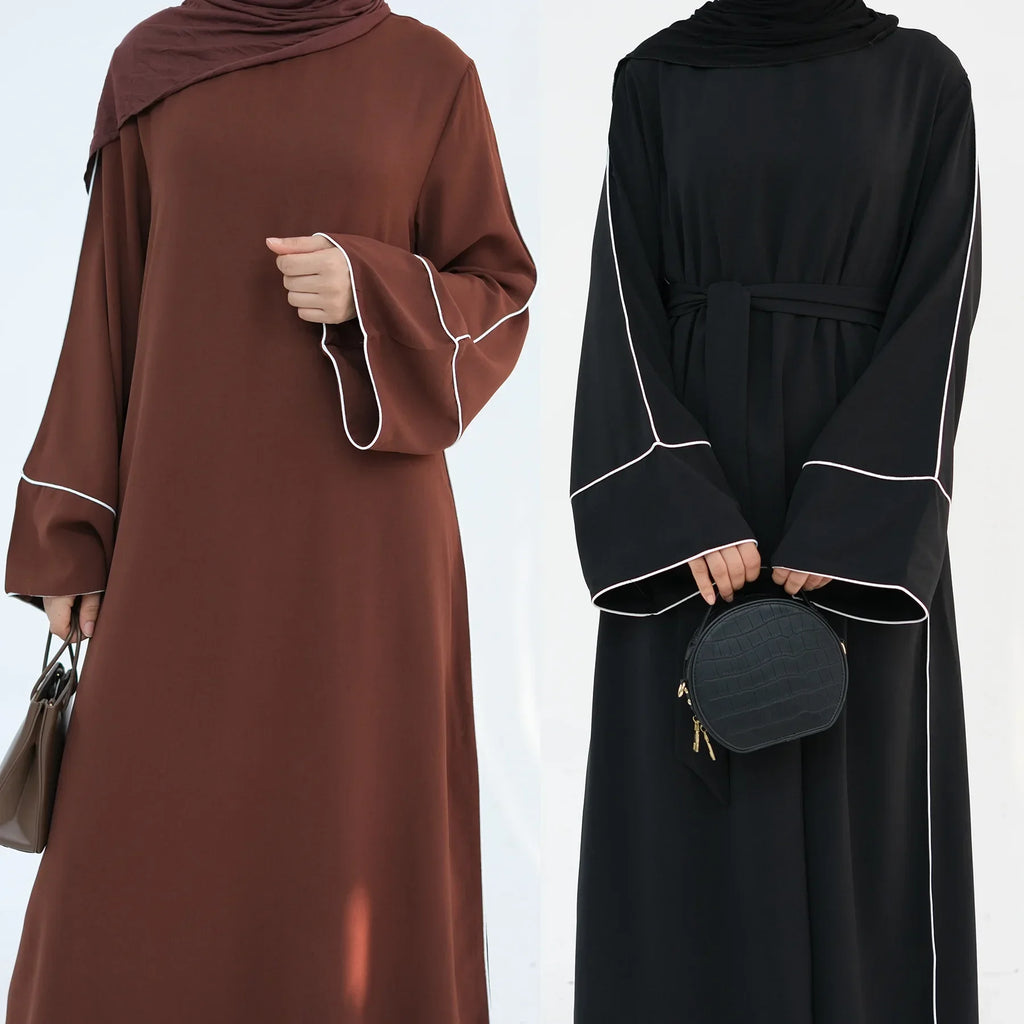 Eid Plain Closed Abaya Dress Silk Velvet Abayas for Women Dubai Luxury Muslim Modest Dresses Islamic Clothing Kaftan Hijab Robe - Matrix-studios.com