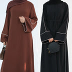 Eid Plain Closed Abaya Dress Silk Velvet Abayas for Women Dubai Luxury Muslim Modest Dresses Islamic Clothing Kaftan Hijab Robe - Matrix-studios.com