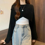 Women Crisscross Sweater Crop Pullover Relaxe-fit Cross Front Knit Wrap Jumper Knitwear Teen-girl Fall Winter Elegant Outfit - Matrix Studios
