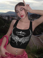 Dulzura Women Fashion Y2K Streetwear Party Club Pink Crop Tank Tops Camis 2024 Autumn Clothes Wholesale Items For Business T3211 - Matrix-studios.com