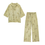 Women's Set 2024 New Fashion Spring Jacquard Loose Ladies Shirt Summer Women Pants Casual Chic Print Set for Women - Matrix-studios.com