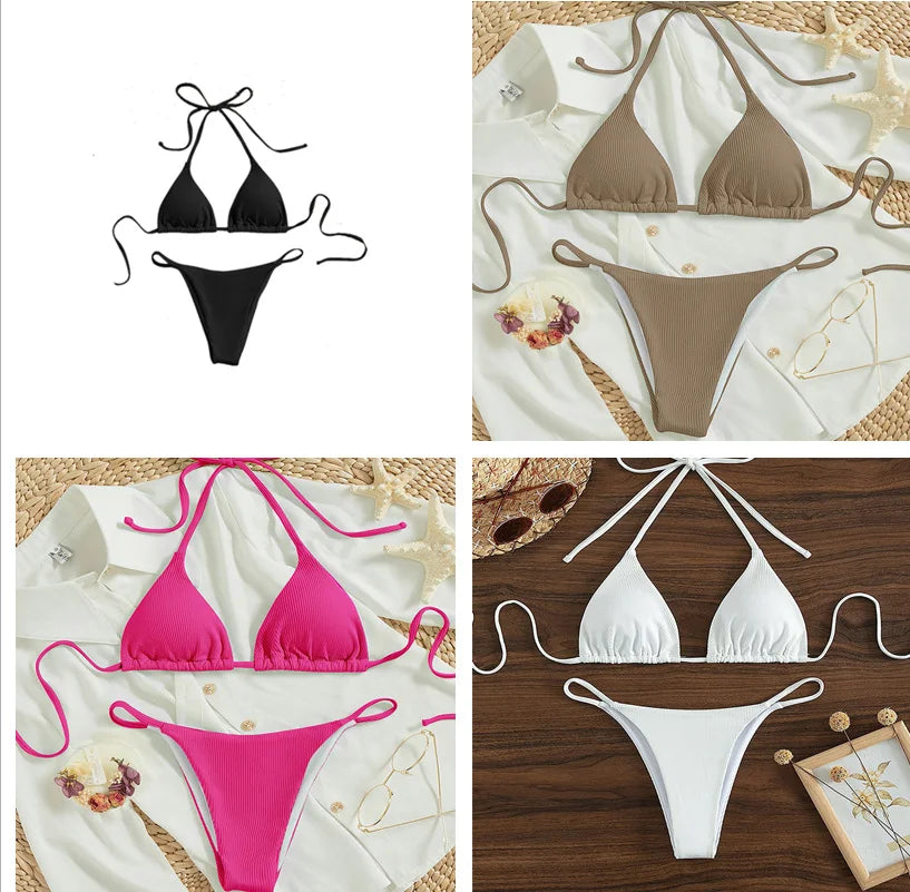 2026 New Bikini Set Pad Beach Triangle Swimwear Women XS-XL Maio Biquinis Swimsuit Tankini Femme Badpak Dames Mujer купаль - Matrix-studios.com