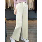 Light Luxury Cashmere Knit Wide Leg Pants Autumn and Winter Women's Fashion Loose Fit Plush Simple Casual Woolen Knit  Pants