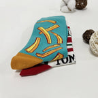 1 Pair Unisex Funny AB Style Tomato Ketchup French Fry Printed Mid-Calf Socks Suit In All Seasons - Matrix Studios