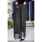 Middle-aged Women's Jeans Spring Autumn Stretch Waist Straight Denim Pants Large Size Loose High Waist Casual Black Blue Trouser - Matrix-studios.com