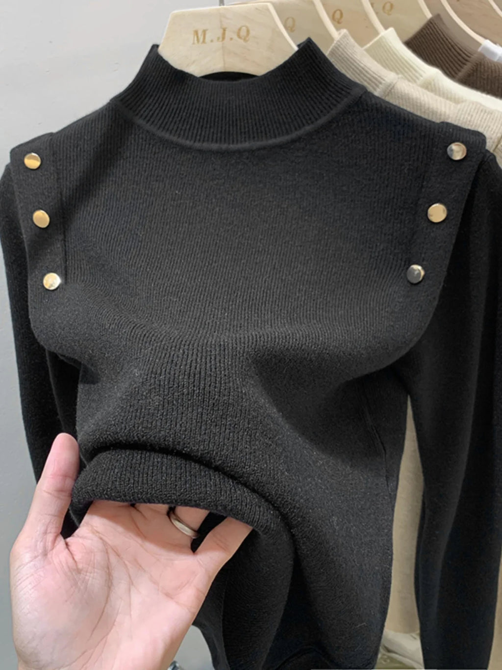 AOSSVIAO 2026 Button Turtleneck Knitted Women Sweater Pullovers Autumn Winter Basic Women Sweaters Fit Soft Warm Tops - Matrix Studios