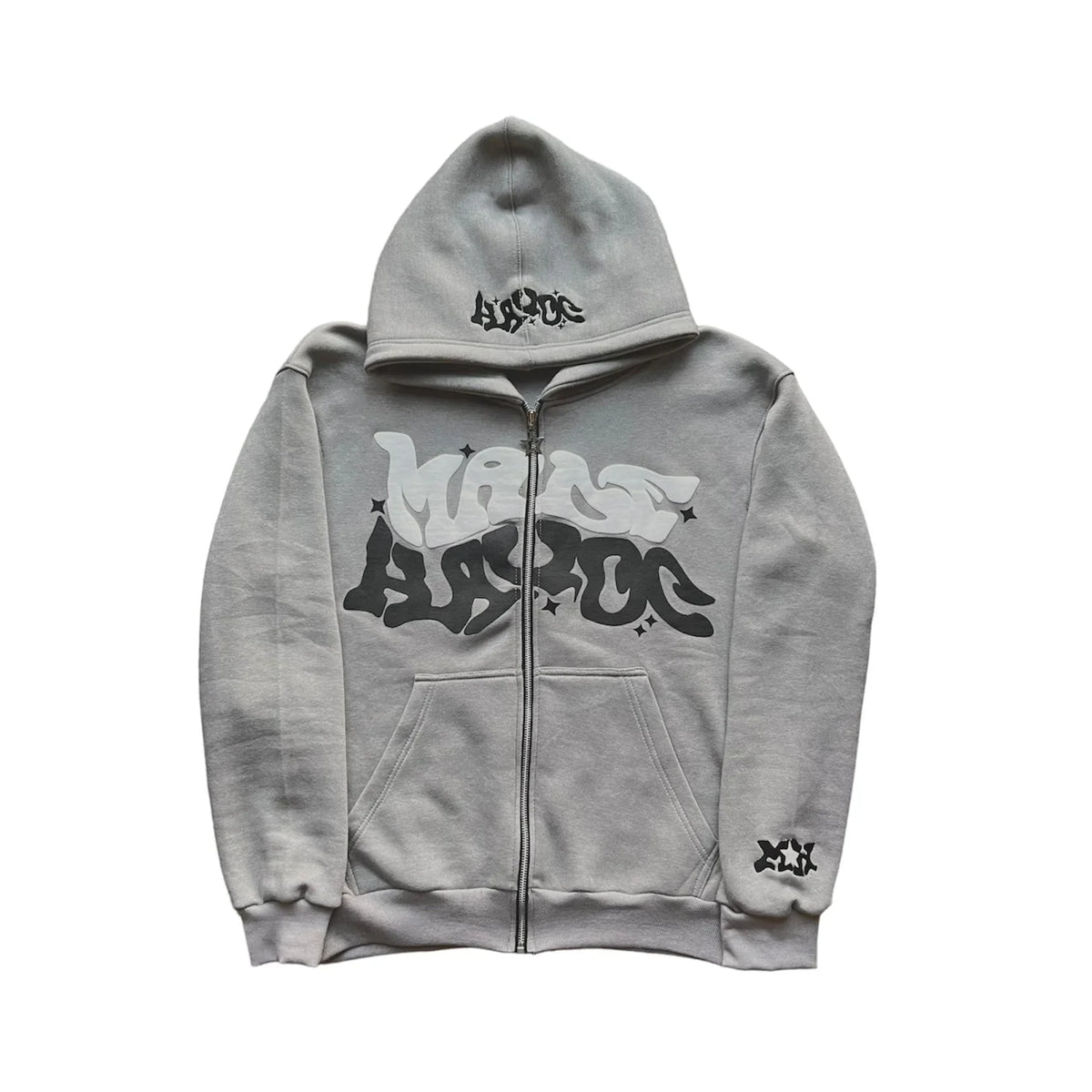 Zipper hooded sweatshirt with retro American letters suitable for men and women wearing Y2K jacket autumn/winter cardigan - Matrix Studios