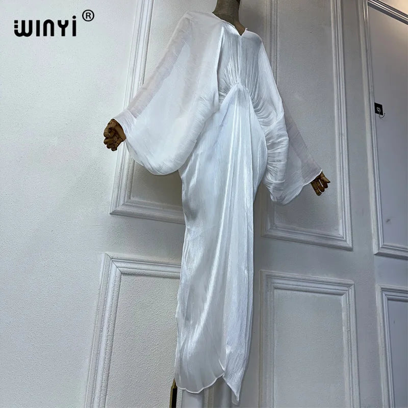 WINYI Summer Pearlescent Sexy Elegant Perspective Dress Holiday Maxi Beach Dress Female Vestidos Party Evening Dress - Matrix Studios