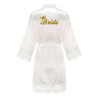 Bridesmaid Robes Rose Gold Bride Robe Wedding Bridesmaid Gift Satin Lace Robe Bridal Dressing Gown Bachelorette Party Pajamas - Matrix-studios.com