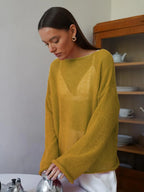 Talenza Hollow Knitted Sweater Pullover Women's Solid See-through O-Neck Long Sleeve Knitted T-Shirt Loose Casual Pullover 2026 - Matrix Studios