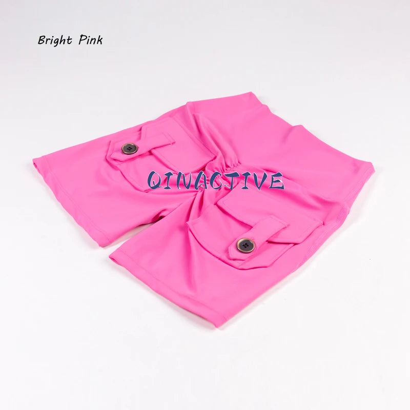 QINACTIVE Yoga Shorts for Women Pocket Scrunched Butt Gym Leggings High Waist Push Up Tights Sexy Booty Sports Shorts Fitness - Matrix Studios