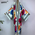 WINYI Kimono Summer New Print Boho Kaftans for Woman Cover-up Elegant Cardigan Sexy Holiday Maxi Beach Wear Swimsuit Party Dress - Matrix Studios