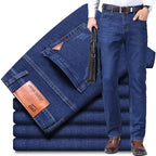 New Men Light Luxury Stretch Slim Fit Pants Comfortable Soft Business Fashion Straight Casual Denim Trousers Male Brand Clothing - Matrix Studios