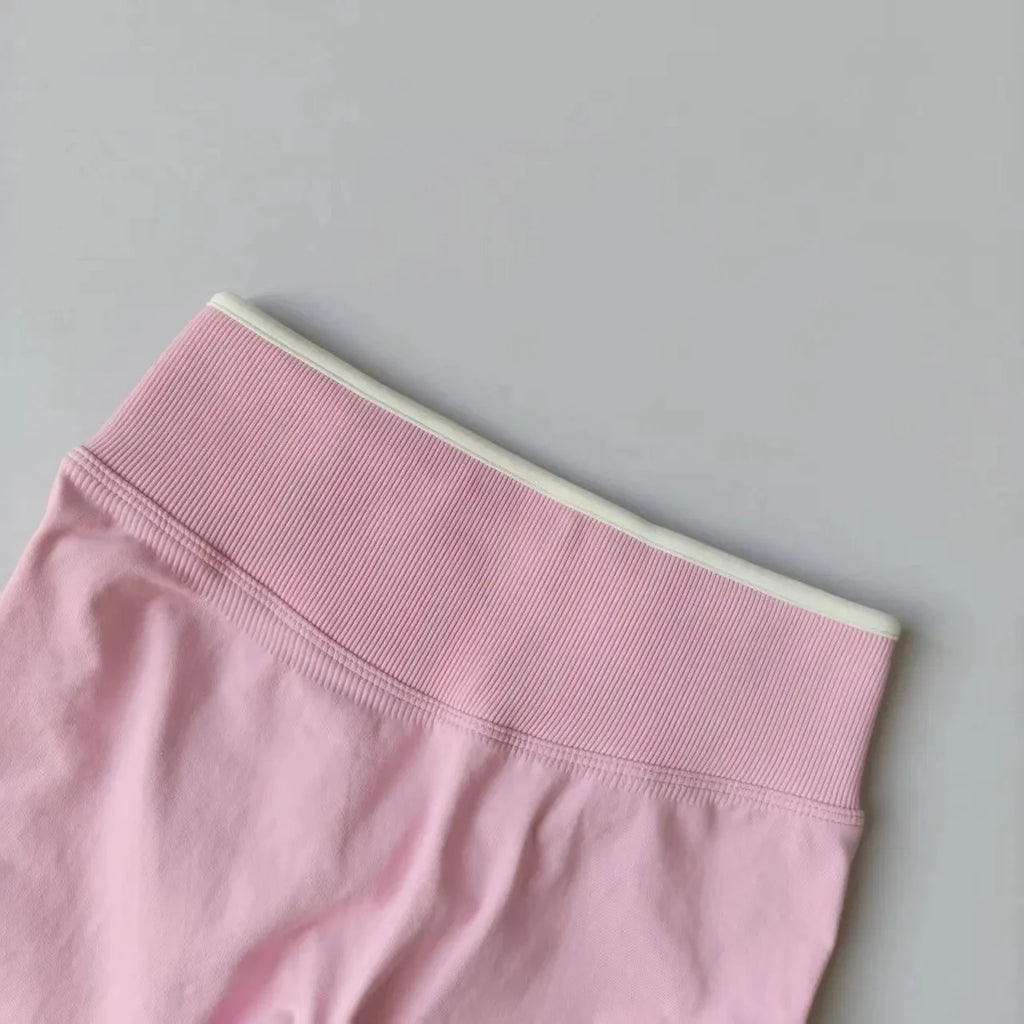 Women's Seamless Gym Solid Color Sports Pants White Edge Waist Tight High Waist Hip Lifting Yoga Pants Running Exercise Pants - Matrix-studios.com
