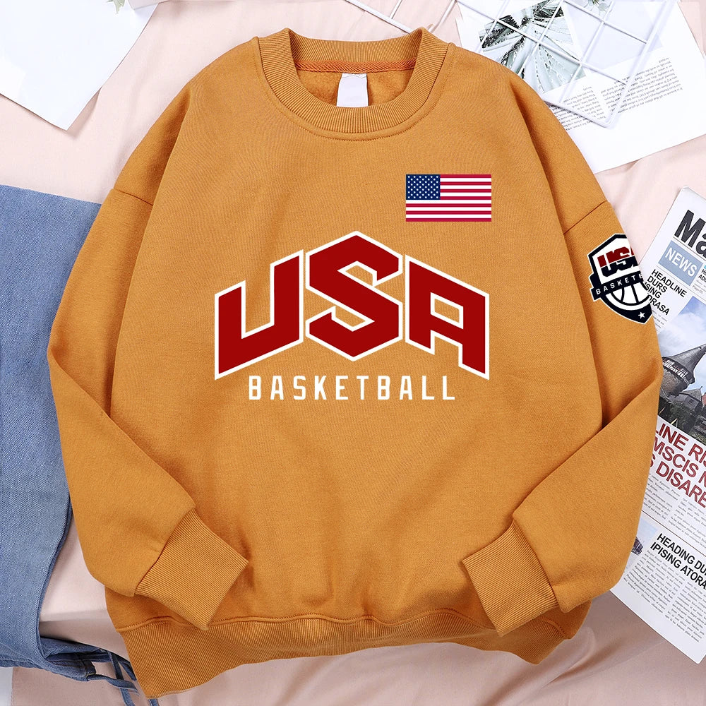 USA Basketballer Printed Street Casual Hoody Men Women Hip Hop Oversized Clothing Loose Warm Fleece Sweatshirts Couple Hoodies - Matrix Studios