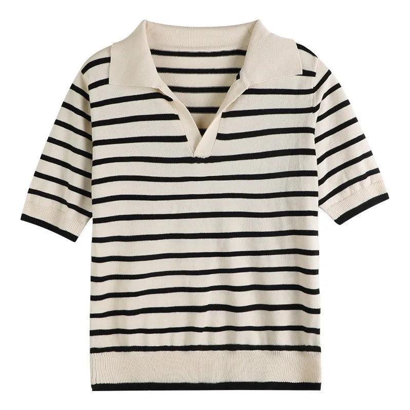 WinvyNee Summer Short Sleeved Women's Solid Polo Shirt Casual Cotton Striped Top T-shirt Women Clothing Casual Knitted A1002001 - Matrix-studios.com