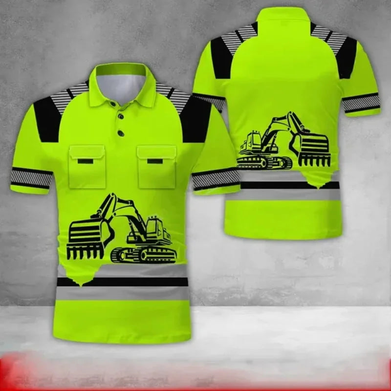 3D Printing Project Excavator Driver Uniform For Men Women Short Sleeve Plus Size Safety Work Clothes Polo Shirts Polo Hommes - Matrix-studios.com