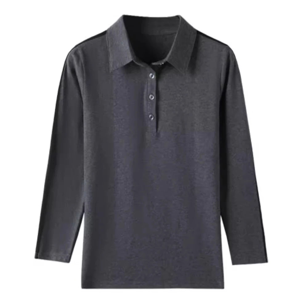 European Station Long sleeved T-shirt Women's Summer New Fashion Light Luxury Pure Cotton Polo Neck Casual Large Size Loose Top - Matrix-studios.com