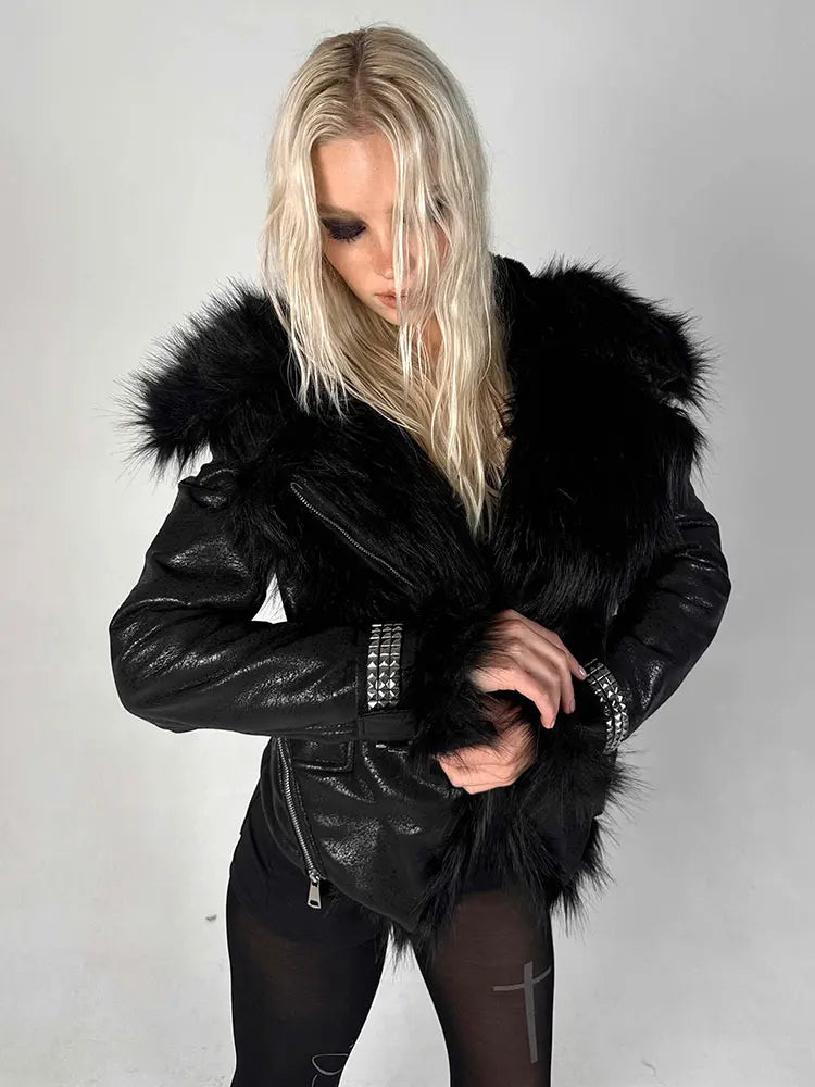 Lautaro Autumn Winter Short Black Thick Warm Soft Shaggy Faux Sheepskin Coat Women Luxury Designer Clothes Fluffy Jacket 2026 - Matrix Studios