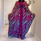 Ramadan Muslim fashion new vacation beach cape cardigan 3D digital printing casual Middle East Dubai robe women's clothing - Matrix-studios.com