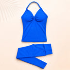 3 Pieces Gym Set Woman Seamless Short Sleeve Top Scrunch Gym Shorts Sport Strappy Bra Bodysuit Workout Suits Gym Clothes - Matrix-studios.com