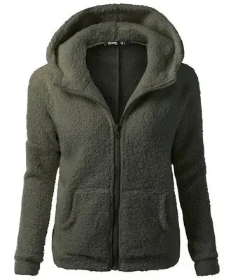 Autumn Winter Warm Jacket Women Hoodie Hooded 2025 Casual Female Hoodies Sweatershirt Zipper Coat Solid Soft Fleece Women Coat - Matrix Studios