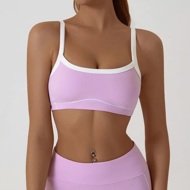 Yoga Sports Bra Color Clashing Shock Absorbing Brassiere Women Full Cup Breathable Gym Tube top Bra Yoga Workout Underwear - Matrix Studios
