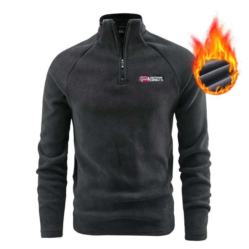 Autunm Winter Polar Fleece Sweatshirt for Men Thick Warm Stand Up Collar Half Zip Casual Base Layer Man Long Sleeve Sweater Man - Matrix Studios