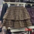 Japanese Y2k Cute Ruffled Plaid Skirt Punk Rock Subculture Cake Skirts Japanese Preppy Style Casual New 2026 Women Skirts - Matrix-studios.com